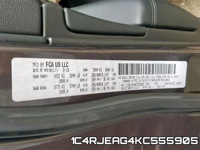 1C4RJEAG4KC555905 фото 2
