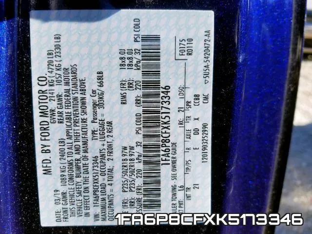 1FA6P8CFXK5173346 фото 6