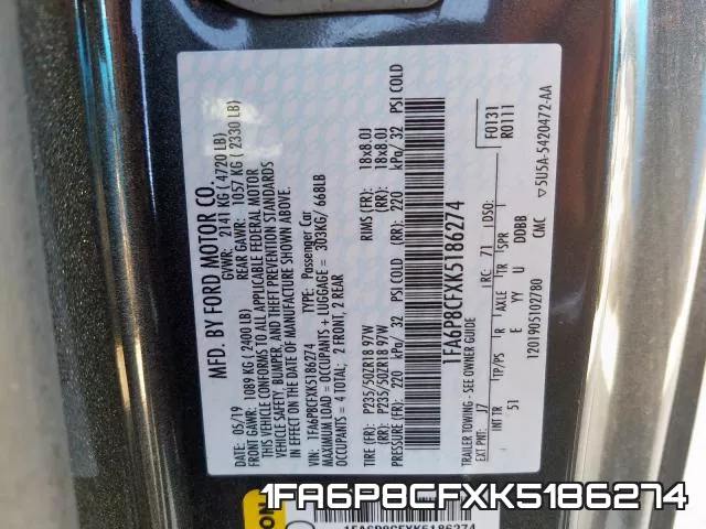 1FA6P8CFXK5186274 фото 2