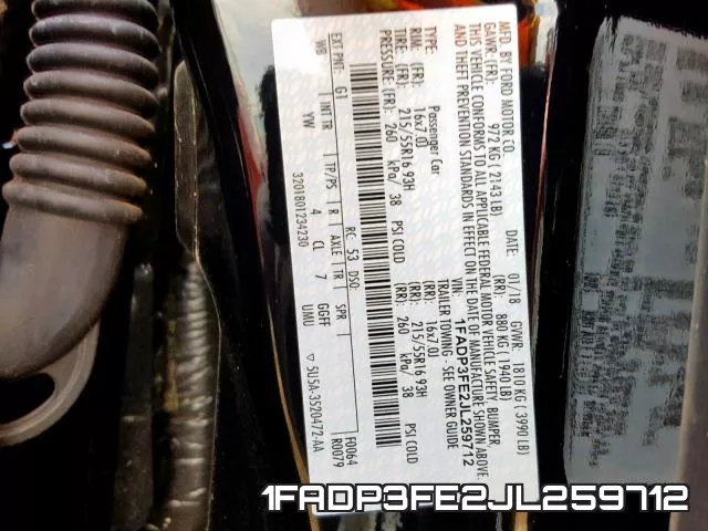 1FADP3FE2JL259712 фото 2