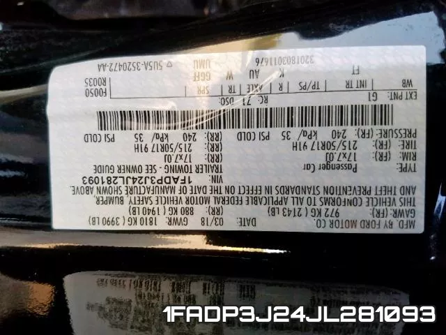 1FADP3J24JL281093 фото 2