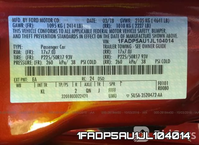 1FADP5AU1JL104014 фото 10