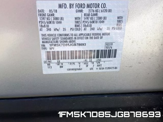 1FM5K7D85JGB78693 фото 2