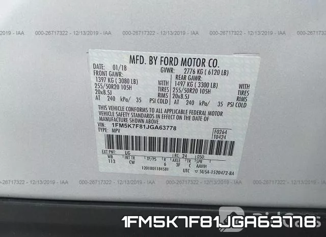 1FM5K7F81JGA63778 фото 9