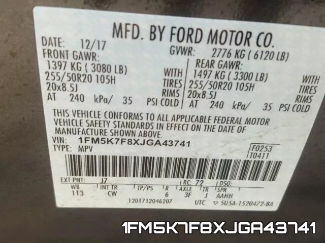 1FM5K7F8XJGA43741 фото 2
