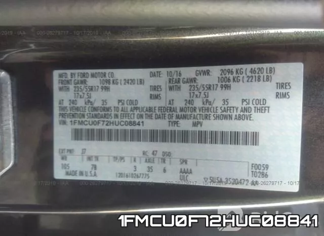 1FMCU0F72HUC08841 фото 9