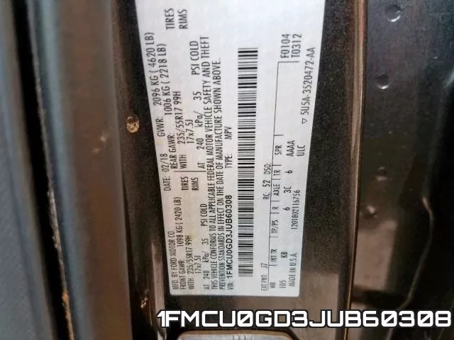 1FMCU0GD3JUB60308 фото 2