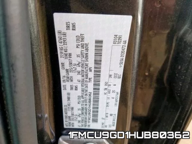 1FMCU9GD1HUB80362 фото 2