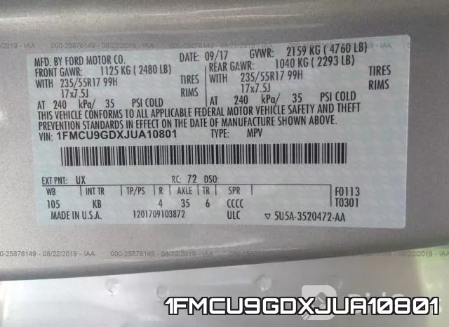1FMCU9GDXJUA10801 фото 9