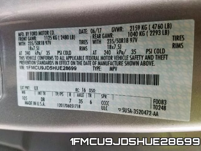 1FMCU9JD5HUE28699 фото 2