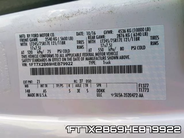 1FT7X2B69HEB79922 фото 2