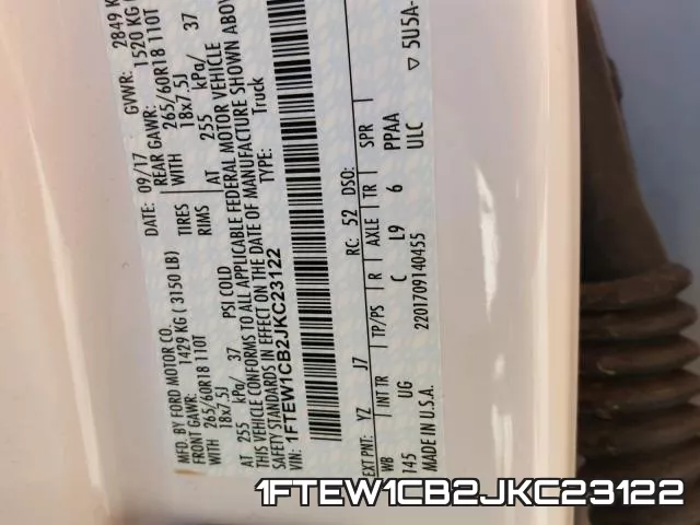 1FTEW1CB2JKC23122 фото 2