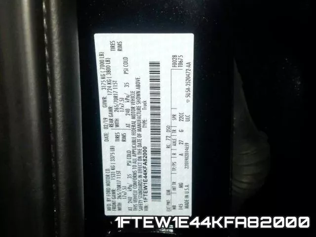 1FTEW1E44KFA82000 фото 2