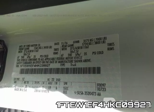 1FTEW1EF4HKC09927 фото 10