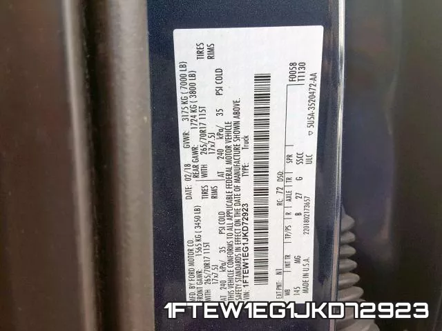 1FTEW1EG1JKD72923 фото 2