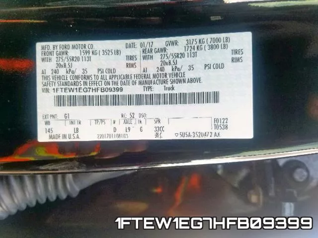 1FTEW1EG7HFB09399 фото 2