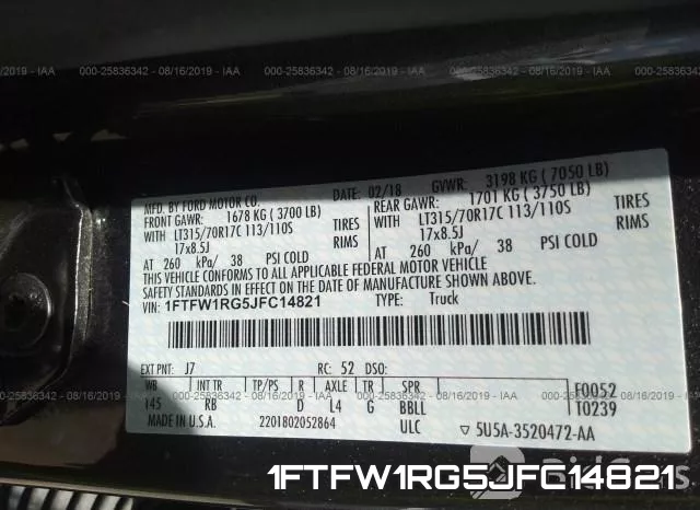 1FTFW1RG5JFC14821 фото 10