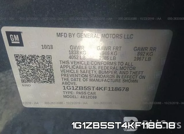 1G1ZB5ST4KF118678 фото 10