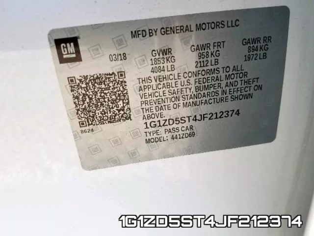 1G1ZD5ST4JF212374 фото 2