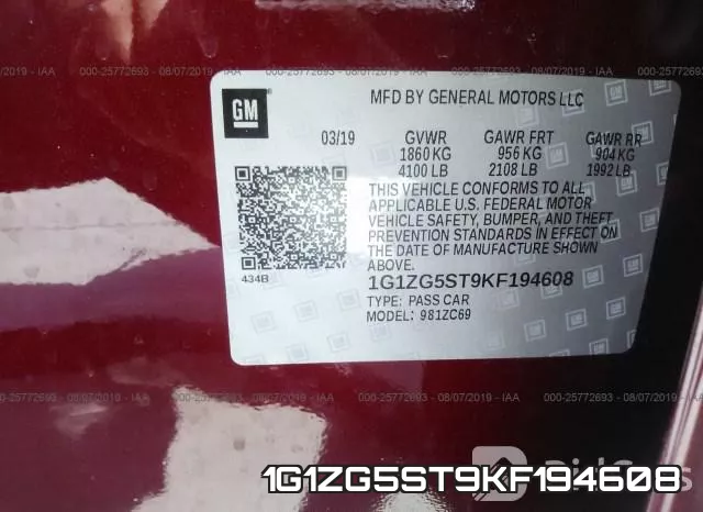 1G1ZG5ST9KF194608 фото 10