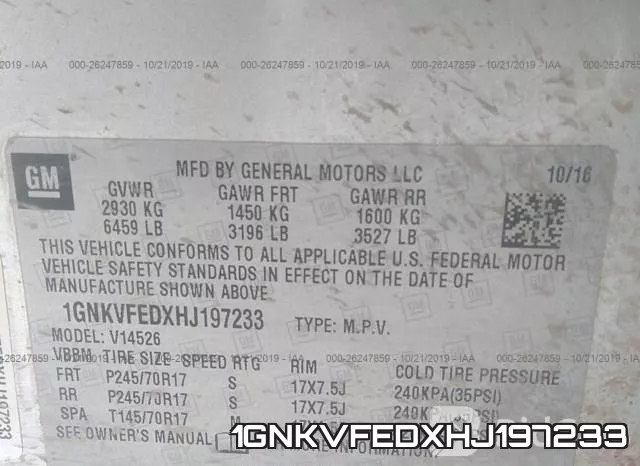 1GNKVFEDXHJ197233 фото 10