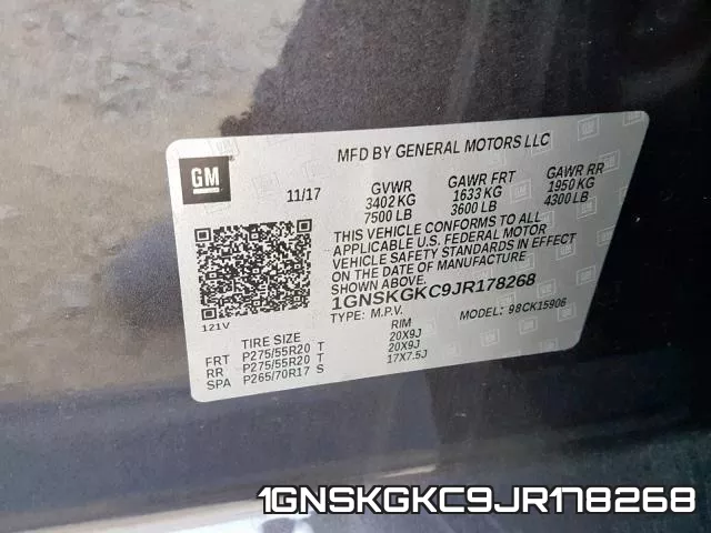 1GNSKGKC9JR178268 фото 2