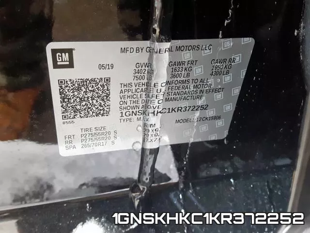 1GNSKHKC1KR372252 фото 2