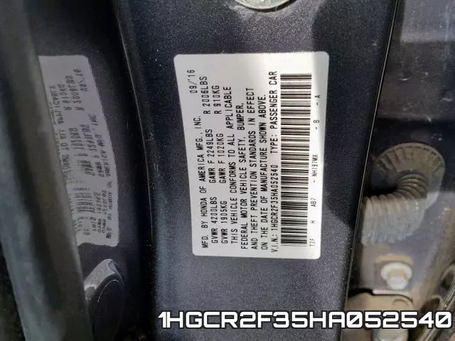 1HGCR2F35HA052540 фото 2