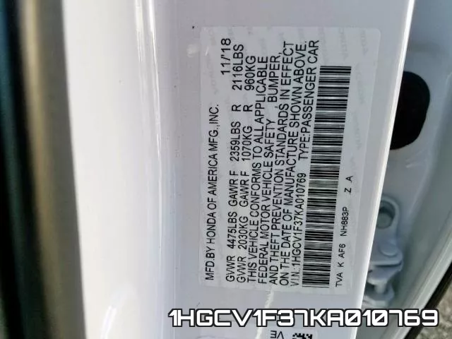 1HGCV1F37KA010769 фото 2