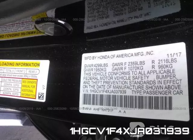 1HGCV1F4XJA037939 фото 10