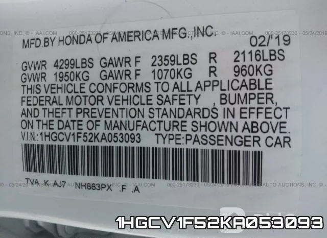 1HGCV1F52KA053093 фото 10
