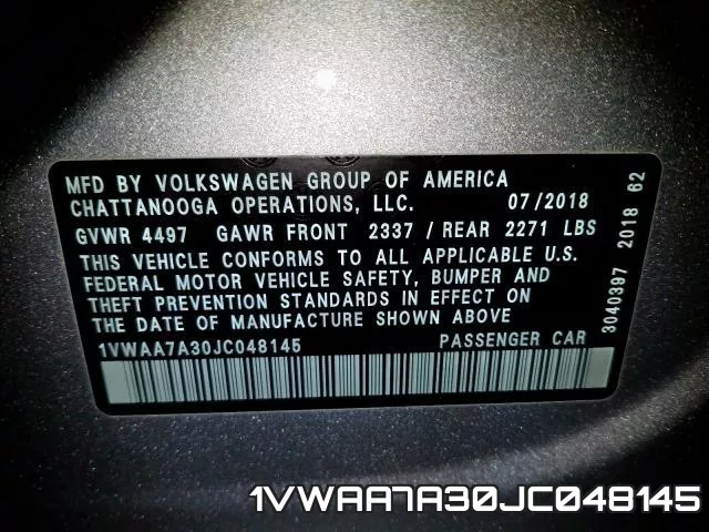 1VWAA7A30JC048145 фото 2