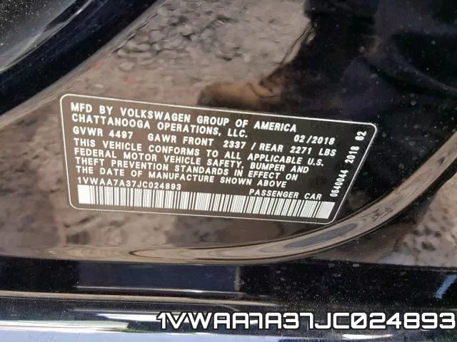 1VWAA7A37JC024893 фото 2