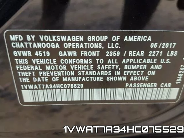 1VWAT7A34HC075529 фото 2