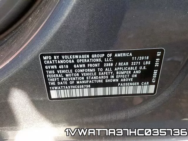1VWAT7A37HC035736 фото 2