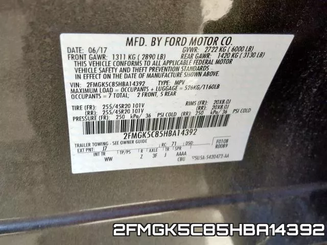 2FMGK5C85HBA14392 фото 2