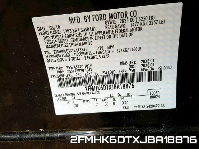 2FMHK6DTXJBA18876 фото 2