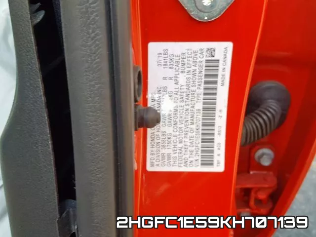 2HGFC1E59KH707139 фото 2