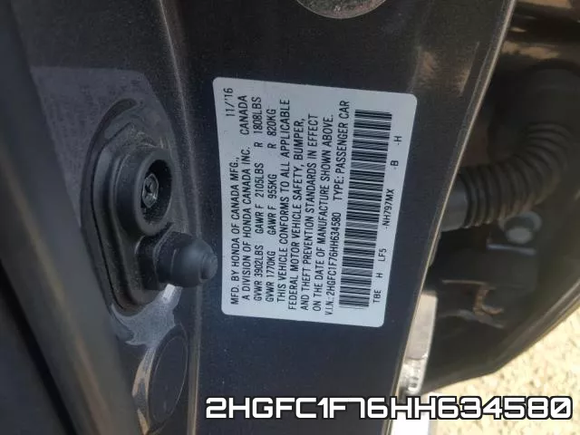 2HGFC1F76HH634580 фото 2