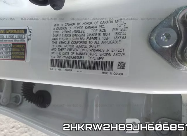 2HKRW2H89JH606851 фото 10