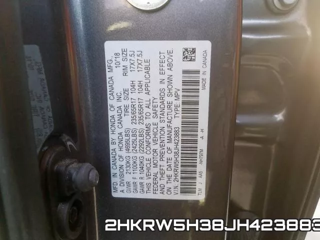 2HKRW5H38JH423883 фото 2