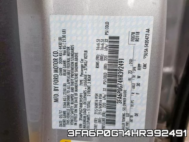 3FA6P0G74HR392491 фото 2