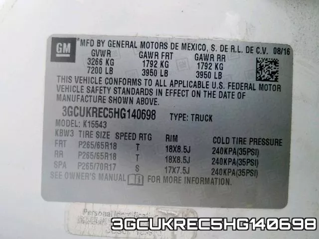 3GCUKREC5HG140698 фото 2