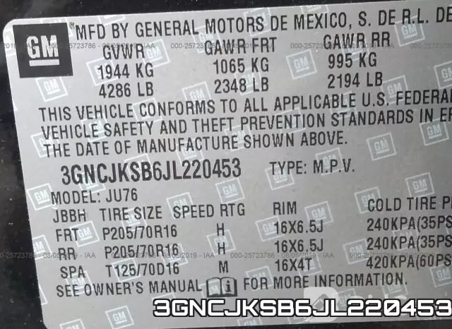 3GNCJKSB6JL220453 фото 9