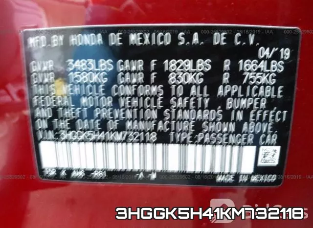 3HGGK5H41KM732118 фото 8