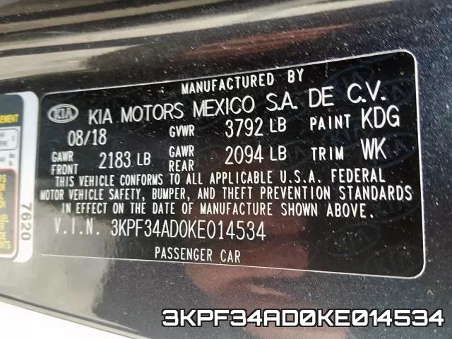 3KPF34AD0KE014534 фото 2