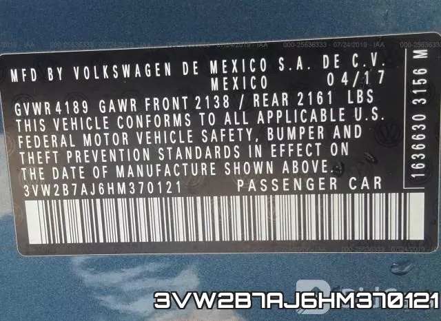 3VW2B7AJ6HM370121 фото 6
