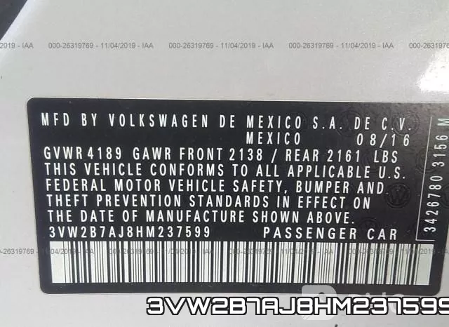 3VW2B7AJ8HM237599 фото 10