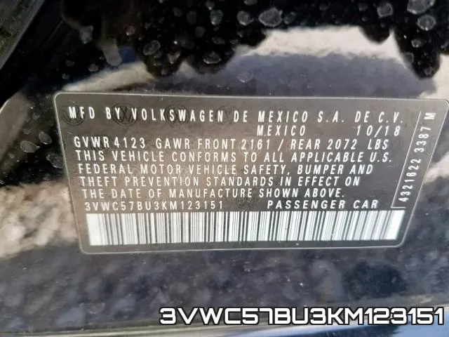 3VWC57BU3KM123151 фото 2