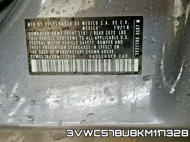 3VWC57BU8KM117328 фото 2